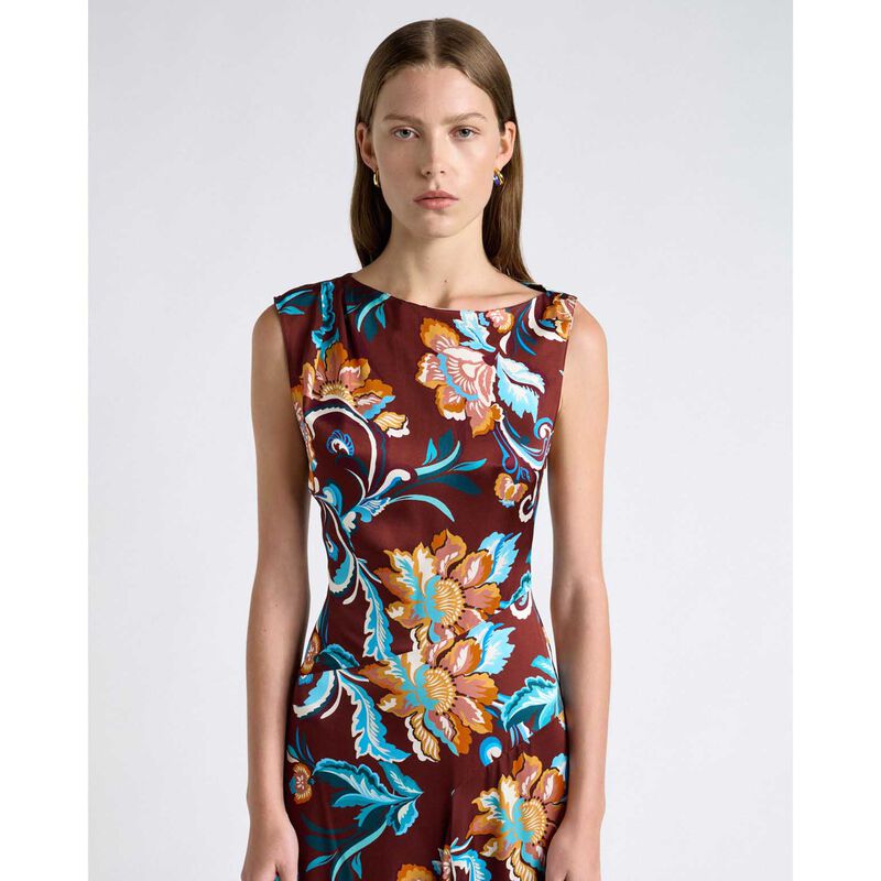 Cue Maroon Wildflower Melody Draped Midi Dress image number 3
